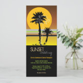 Retro Sunset Tropical Wedite & Empfang Einladung (Stehend Vorderseite)