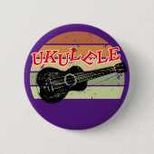 Retro Sunset Ukulele beängstigend Zeichnend Lila Button (Vorderseite)