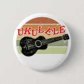 Retro Sunset Ukulele gestört Zeichnend Button (Vorderseite)