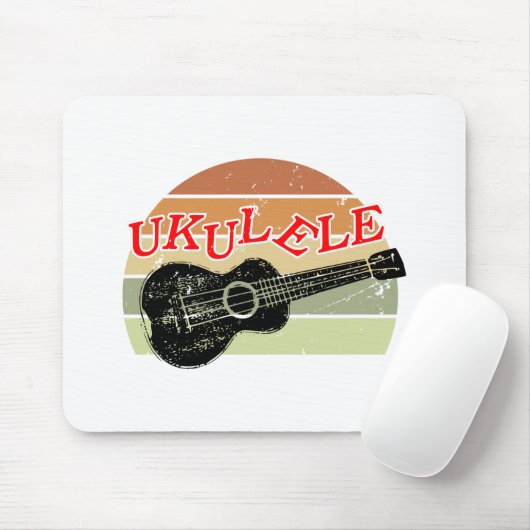 Retro Sunset Ukulele gestört Zeichnend Mousepad (Mit Mouse)