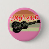 Retro Sunset Ukulele verzweifelt Zeichnend rosa Button (Vorderseite)
