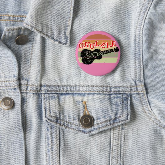 Retro Sunset Ukulele verzweifelt Zeichnend rosa Button (Beispiel)