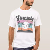 Retro Sunset und Palm Tree T-Shirt (Vorderseite)