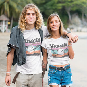 Retro Sunset und Palm Tree T-Shirt