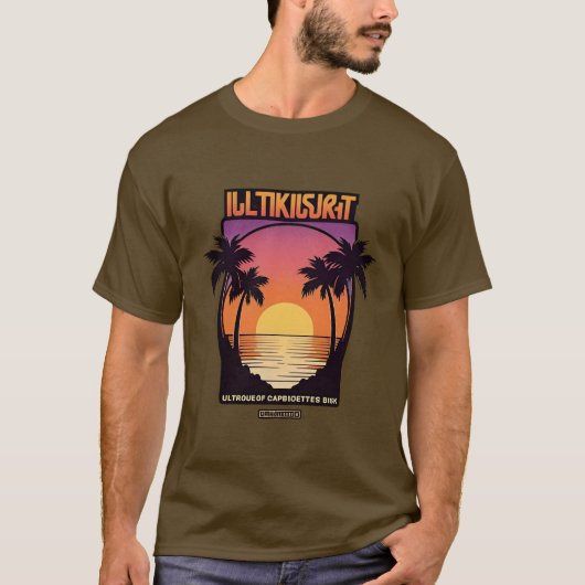 Retro Sunset Vibes Men's T - Shirt 80er Ästhetik (Vorderseite)