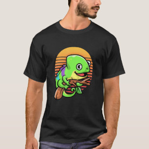 Retro Sunset Vintag Chameleon Pet Reptile Lizard T-Shirt