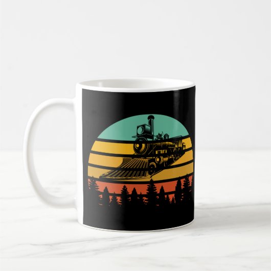 Retro Sunset Vintager Dampfzug Eisenbahn Motor Kaffeetasse (Links)