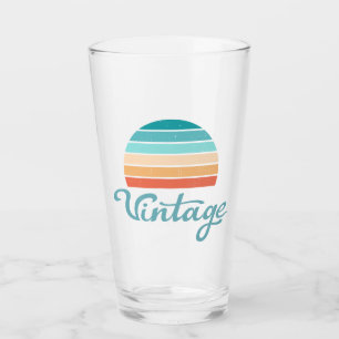 Retro Sunset+Vintages Skript gestört Glas