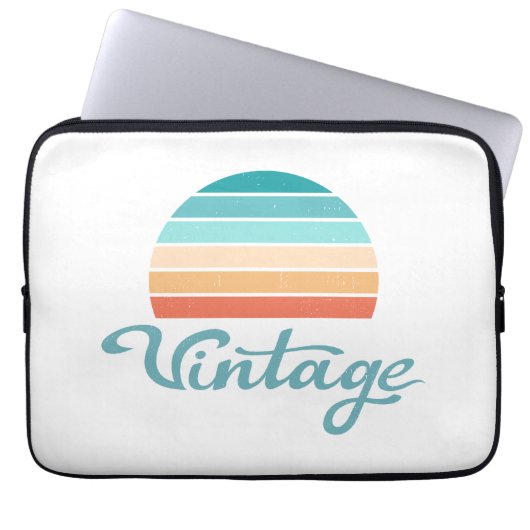 Retro Sunset+Vintages Skript gestört Laptopschutzhülle (Vorderseite)