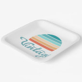 Retro Sunset+Vintages Skript gestört Pappteller (Gewinkelt)