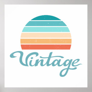 Retro Sunset+Vintages Skript gestört Poster