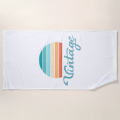 Retro Sunset+Vintages Skript gestört Strandtuch (Vorderseite)