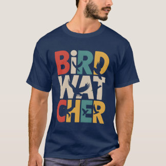 Retro Sunset Vogelbeobachtung Birdwatcher Bird Lov T-Shirt
