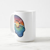 Retro Sunset Wave Vinyl Aesthetic Kaffeetasse (Vorderseite Links)