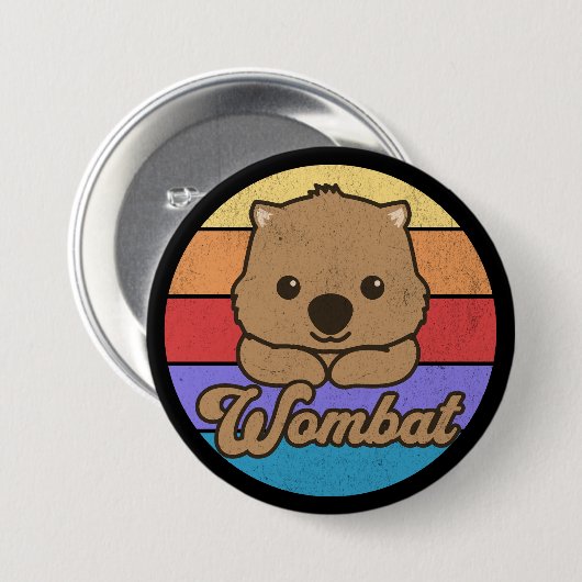 Retro Sunset Wombat Button (Vorne & Hinten)
