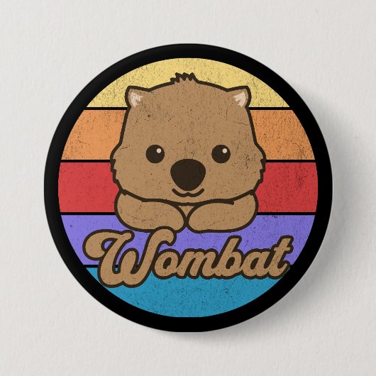 Retro Sunset Wombat Button (Vorderseite)