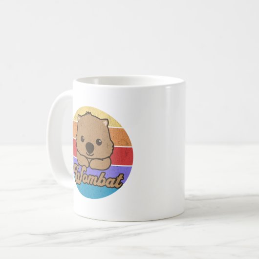 Retro Sunset Wombat Kaffeetasse (Vorderseite Links)