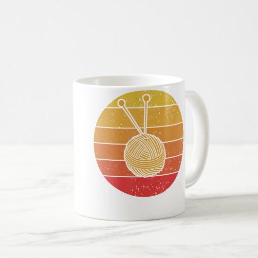 Retro Sunset Yarn Funny Knitter Nice Knitting Croc Kaffeetasse (VorderseiteRechts)