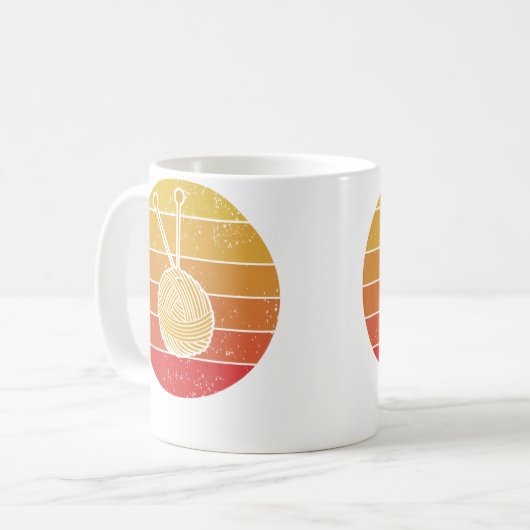 Retro Sunset Yarn Funny Knitter Nice Knitting Croc Kaffeetasse (Vorderseite Links)