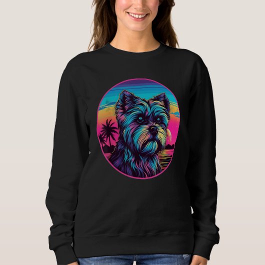 Retro Sunset Yorkie Dog Sweatshirt (Vorderseite)