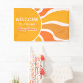 Retro Sunshine 60er Groovy Baby Dusche Empfang Banner (Insitu)