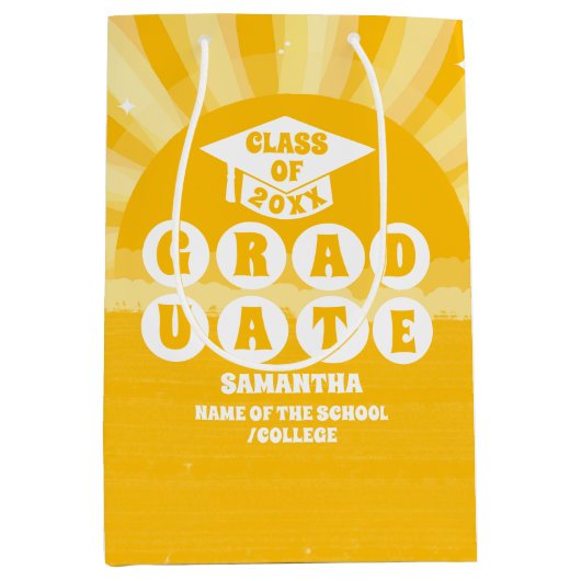 Retro Sunshine Abschluss Mittlere Geschenktüte (Vorderseite)