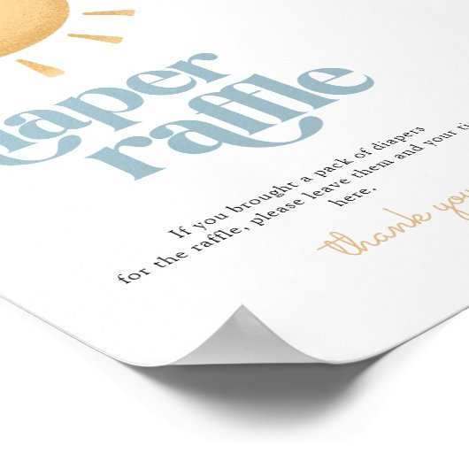 Retro Sunshine Baby Dusche Windeln Raffle Schild (Ecke)