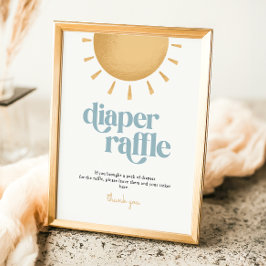 Retro Sunshine Baby Dusche Windeln Raffle Schild