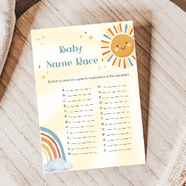 Retro Sunshine Baby Shower Baby Name Race Game