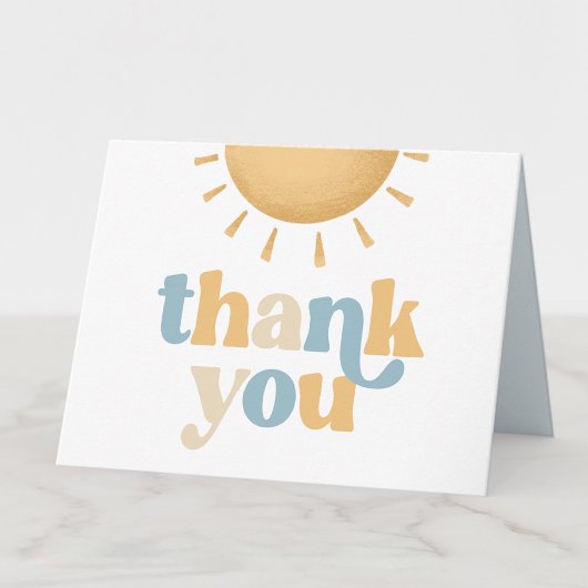 Retro Sunshine Baby Shower Folded Thank You Card Dankeskarte