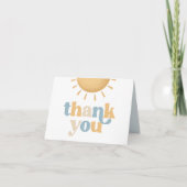 Retro Sunshine Baby Shower Folded Thank You Card Dankeskarte (Vorderseite)