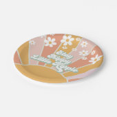 Retro Sunshine Bleibe Trippy Little Hippie floral Pappteller (Schrägansicht)