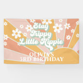 Retro Sunshine Bleibe Trippy Little Hippie Geburts Banner (Horizontal)