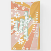 Retro Sunshine Bleibe Trippy Little Hippie Geburts Banner (Vertikal)