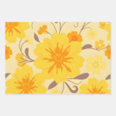 Retro Sunshine Blume Gelbes Blumenmuster Geschenkpapier Set (Vorderseite)