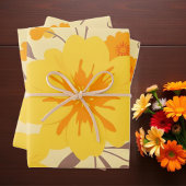 Retro Sunshine Blume Gelbes Blumenmuster Geschenkpapier Set