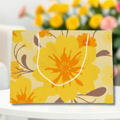 Retro Sunshine Blume Gelbes Blumenmuster Große Geschenktüte
