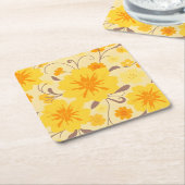 Retro Sunshine Blume Gelbes Blumenmuster Rechteckiger Pappuntersetzer (angewinkelt)