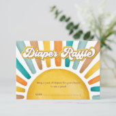 Retro Sunshine Boho Sun Baby Boy Diaper Raffle Begleitkarte (Stehend Vorderseite)