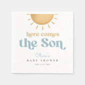 Retro Sunshine Boy Baby Dusche Einladung Serviette (Vorderseite)