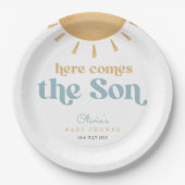 Retro Sunshine Boy Baby Dusche Pappteller (Vorderseite)