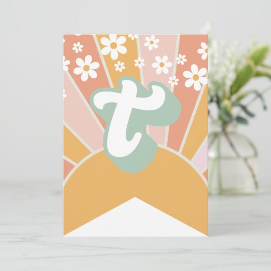 Retro Sunshine daisine boho blumengestalt Banner T Einladung (Stehend Vorderseite)