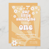 Retro Sunshine daisy boho blumengeschmack Erstgebu Einladung (Vorne/Hinten)