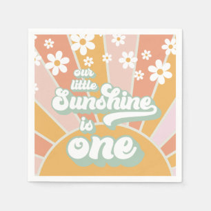 Retro Sunshine daisy boho florale ersten Geburtsta Serviette
