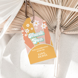 Retro Sunshine daisy zwei groovy Geburtstagsgesche Geschenkanhänger