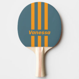 Retro Sunshine Drei Pin Streifen mit Namen Tischtennis Schläger