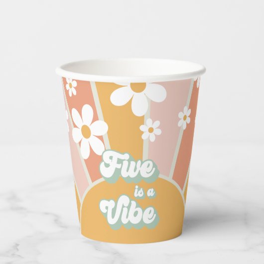 Retro Sunshine Five ist ein Vibe Birthday Paper Cu Pappbecher (Vorderseite)