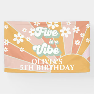 Retro Sunshine FIVE ist eine Vibe Daisy Geburtstag Banner