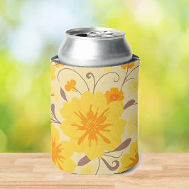 Retro Sunshine Floral- Gelbe Blumen Dosenkühler
