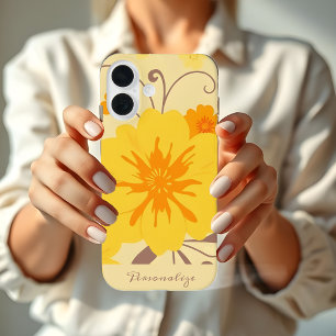 Retro Sunshine Floral Muster Gelbe Blumen iPhone 16 Hülle